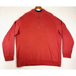 Greg Norman 1/4 Zip‎ Pullover Golf Sweater Mens XL Salmon 100% Cotton
